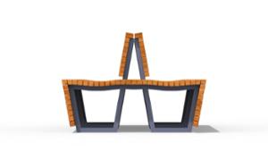 [translation-not-found:street-furniture], ławka, dwustronna, logo, oparcie z drewna, siedzisko z drewna