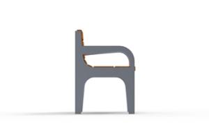 [translation-not-found:street-furniture], ławka, fotel / krzesło, jednoosobowe, oparcie z drewna, podłokietnik, siedzisko z drewna, stylizowane
