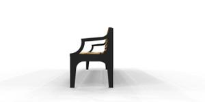 [translation-not-found:street-furniture], ławka, logo, oparcie z drewna, podłokietnik, siedzisko z drewna, stylizowane