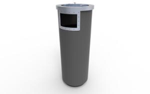 [translation-not-found:street-furniture], kosz, logo, popielniczka z oryginalnym systemem czyszczenia i opróżniania piasku, wrzut z boku