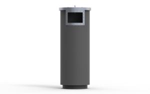 [translation-not-found:street-furniture], kosz, logo, popielniczka z oryginalnym systemem czyszczenia i opróżniania piasku, wrzut z boku