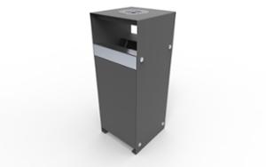 [translation-not-found:street-furniture], kosz, daszek, popielniczka bezpieczna, stal, wrzut z boku