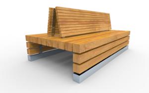 [translation-not-found:street-furniture], ławka, dwustronna, oparcie z drewna, siedzisko z drewna