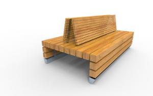 [translation-not-found:street-furniture], ławka, dwustronna, oparcie z drewna, siedzisko z drewna