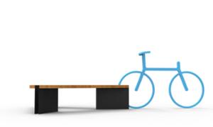 [translation-not-found:street-furniture], ława, parking rowerowy, na koło, siedzisko z drewna, wielostanowiskowy