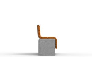 [translation-not-found:street-furniture], ławka, beton, beton architektoniczny, na murku, oparcie z drewna, siedzisko z drewna