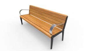 [translation-not-found:street-furniture], ławka, logo, oparcie z drewna, siedzisko z drewna