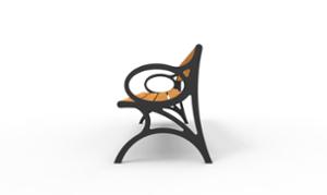 [translation-not-found:street-furniture], ławka, oparcie z drewna, podłokietnik, siedzisko z drewna, stylizowane