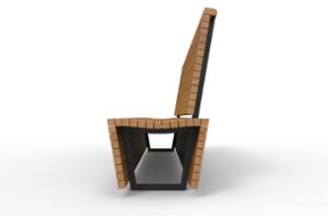[translation-not-found:street-furniture], ławka, logo, oparcie z drewna, siedzisko z drewna, wysokie oparcie