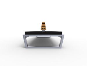 [translation-not-found:street-furniture], ławka, dwustronna, logo, oparcie z drewna, siedzisko tapicerowane