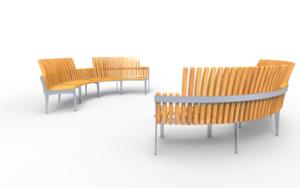 [translation-not-found:street-furniture], ławka, modułowe, oparcie z drewna, po łuku / okrągła, podłokietnik, scandinavian line, siedzisko z drewna, stolik