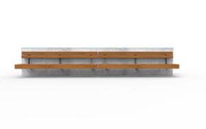 [translation-not-found:street-furniture], ławka, beton, beton architektoniczny, do ściany, oparcie z drewna, siedzisko z drewna