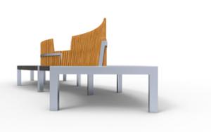 [translation-not-found:street-furniture], ławka, dwustronna, oparcie z drewna, siedzisko tapicerowane
