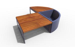 [translation-not-found:street-furniture], ława, modułowe, po łuku / okrągła, siedzisko z drewna