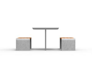 [translation-not-found:street-furniture], autre, ława, beton, beton architektoniczny, beton płukany, komplet piknikowy, siedzisko z drewna, stół