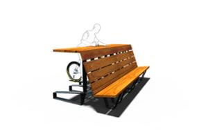 [translation-not-found:street-furniture], ława, ławka, parking rowerowy, łatwy montaż, na koło, oparcie z drewna, siedzisko z drewna, stolik dla rowerzystów, stół, wielostanowiskowy, wysokie oparcie