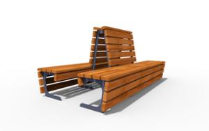 [translation-not-found:street-furniture], ławka, dwustronna, oparcie z drewna, siedzisko z drewna, wysokie oparcie