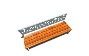 [translation-not-found:street-furniture], ławka, oparcie ze stali, siedzisko z drewna, stylizowane