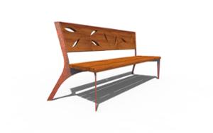 [translation-not-found:street-furniture], ławka, oparcie ze stali, siedzisko z drewna, stylizowane