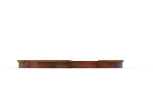 [translation-not-found:street-furniture], donica, ława, corten, po łuku / okrągła, siedzisko z drewna