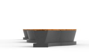 [translation-not-found:street-furniture], ława, beton, beton architektoniczny, corten, dla seniorów, modułowe, na murku, po łuku / okrągła, siedzisko z drewna