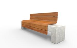 [translation-not-found:street-furniture], ławka, beton, beton architektoniczny, oparcie z drewna, siedzisko z drewna