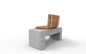 [translation-not-found:street-furniture], ławka, beton, beton architektoniczny, fotel / krzesło, jednoosobowe, oparcie z drewna, siedzisko z drewna