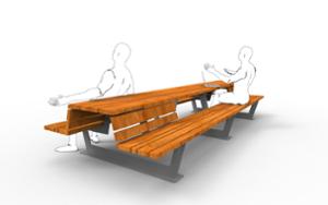 [translation-not-found:street-furniture], ława, ławka, dwustronna, komplet piknikowy, oparcie z drewna, siedzisko z drewna, stół