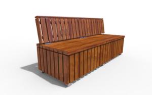 [translation-not-found:street-furniture], ławka, oparcie z drewna, siedzisko z drewna, skrzynia