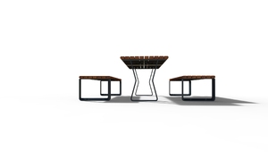 [translation-not-found:street-furniture], autre, ława, aluminium, komplet piknikowy, meble dla warszawy, odlew aluminiowy, oparcie z drewna, siedzisko z drewna, stół, szachy