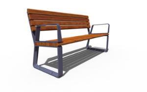 [translation-not-found:street-furniture], ławka, aluminium, meble dla warszawy, odlew aluminiowy, oparcie z drewna, podłokietnik, siedzisko z drewna