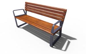 [translation-not-found:street-furniture], ławka, aluminium, meble dla warszawy, odlew aluminiowy, oparcie z drewna, podłokietnik, siedzisko z drewna