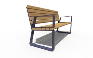 [translation-not-found:street-furniture], ławka, aluminium, meble dla warszawy, odlew aluminiowy, oparcie z drewna, podłokietnik, siedzisko z drewna