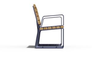 [translation-not-found:street-furniture], ławka, aluminium, meble dla warszawy, odlew aluminiowy, oparcie z drewna, podłokietnik, siedzisko z drewna