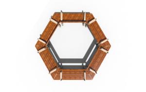 [translation-not-found:street-furniture], ławka, aluminium, meble dla warszawy, modułowe, odlew aluminiowy, oparcie z drewna, po łuku / okrągła, podłokietnik, siedzisko z drewna
