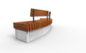 [translation-not-found:street-furniture], ława, ławka, beton, beton architektoniczny, oparcie z drewna, po łuku / okrągła, siedzisko z drewna