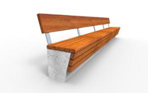 [translation-not-found:street-furniture], ławka, beton, beton architektoniczny, na murku, oparcie z drewna, siedzisko z drewna