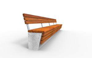 [translation-not-found:street-furniture], ławka, beton, beton architektoniczny, na murku, oparcie z drewna, siedzisko z drewna