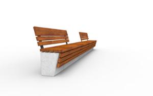 [translation-not-found:street-furniture], ławka, beton, beton architektoniczny, modułowe, na murku, oparcie z drewna, siedzisko z drewna