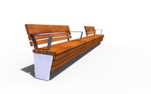 [translation-not-found:street-furniture], ławka, beton, beton architektoniczny, modułowe, na murku, oparcie z drewna, siedzisko z drewna