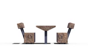 [translation-not-found:street-furniture], ławka, kłoda, komplet piknikowy, oparcie z drewna, siedzisko z drewna