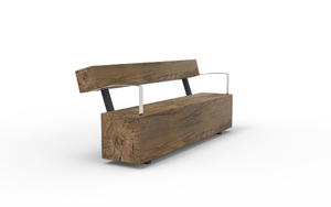 [translation-not-found:street-furniture], ławka, kłoda, oparcie z drewna, siedzisko z drewna