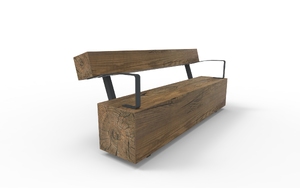 [translation-not-found:street-furniture], ławka, kłoda, oparcie z drewna, siedzisko z drewna