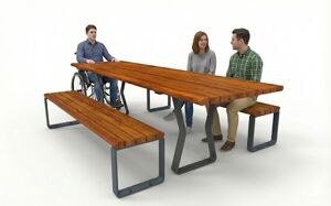 [translation-not-found:street-furniture], autre, ława, aluminium, komplet piknikowy, meble dla warszawy, odlew aluminiowy, oparcie z drewna, siedzisko z drewna, stół, szachy