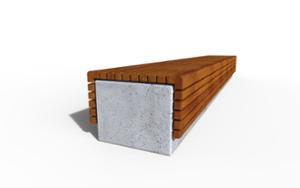 [translation-not-found:street-furniture], ława, beton, beton architektoniczny, dwustronna, na murku, siedzisko z drewna
