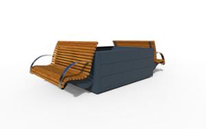[translation-not-found:street-furniture], donica, ławka, oparcie z drewna, siedzisko z drewna