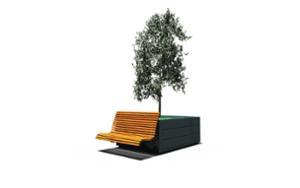 [translation-not-found:street-furniture], donica, ławka, oparcie z drewna, siedzisko z drewna
