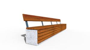 [translation-not-found:street-furniture], ławka, beton, beton architektoniczny, na murku, oparcie z drewna, siedzisko z drewna