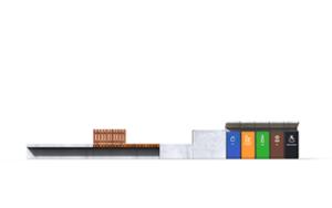 [translation-not-found:street-furniture], donica, ława, ławka, beton, beton architektoniczny, deskowanie pionowe, deskowanie poprzeczne, oparcie z drewna, siedzisko z drewna
