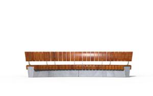 [translation-not-found:street-furniture], ława, ławka, beton, beton architektoniczny, modułowe, oparcie z drewna, po łuku / okrągła, podłokietnik, siedzisko z drewna